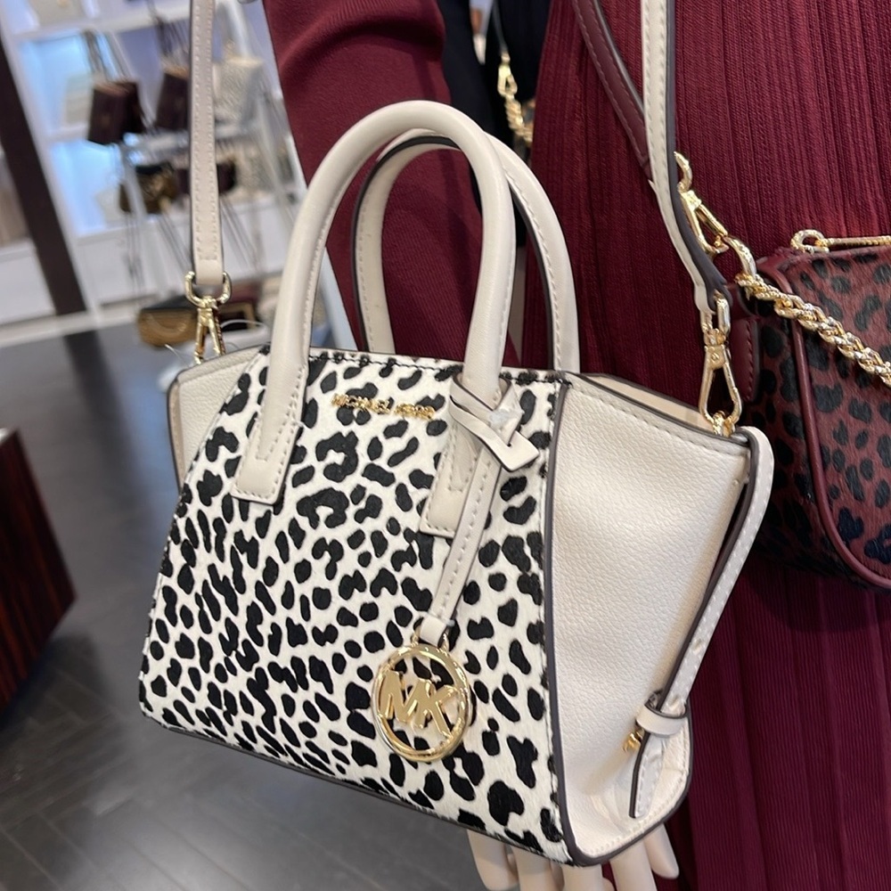 Avril Extra-Small Cheetah Print Calf Hair and Leather Satchel LT CRM MUL… - Picture 9 of 16